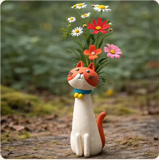 Handmade Creative Cat Vase-desktop Dried Flower Container