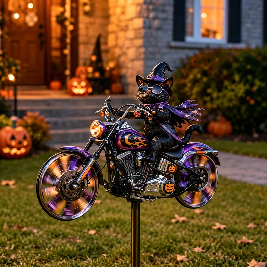 🎃 BikerSpooky Halloween Motorcycle Garden Windmill 🏍️