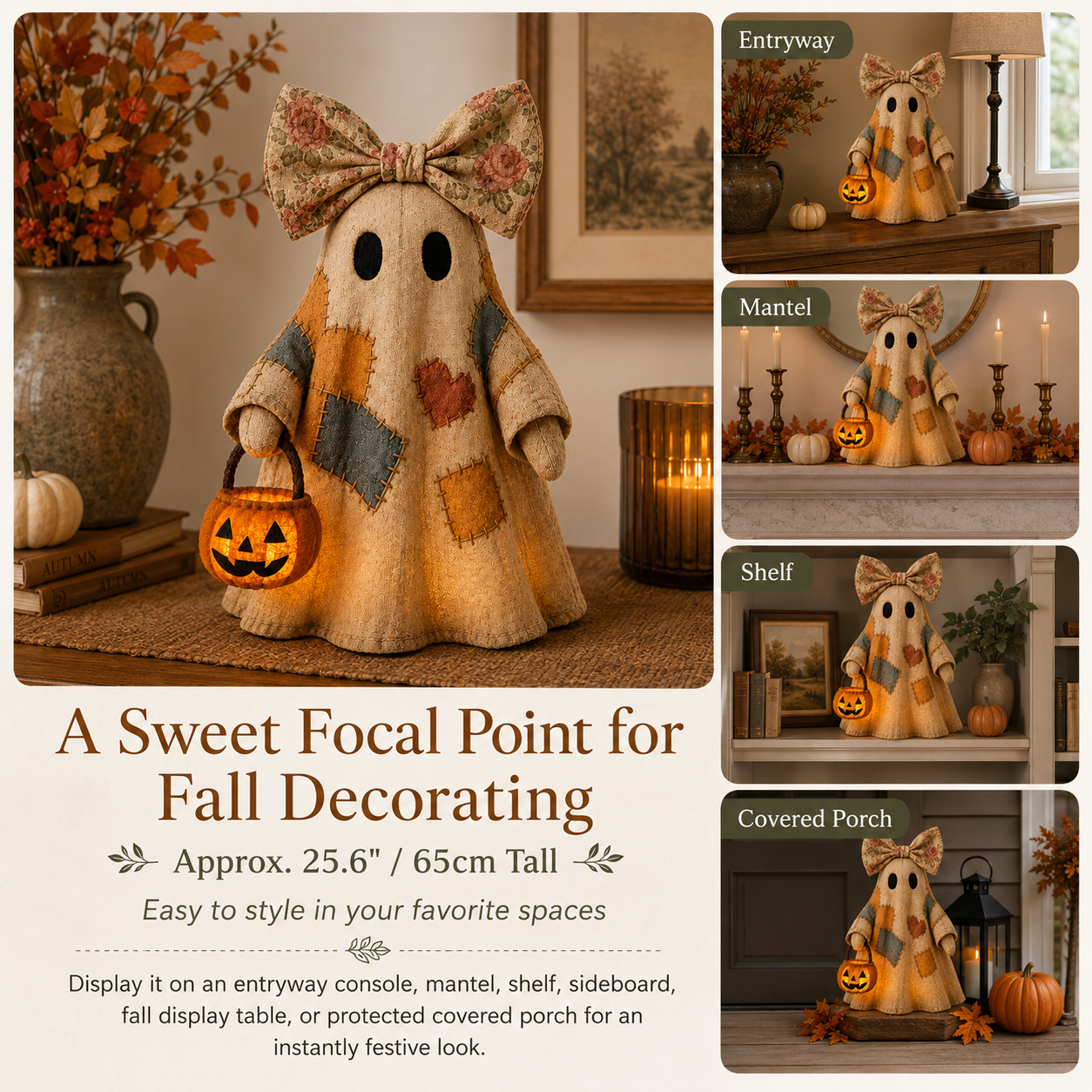 🔥 LIMITED TIME: 40% OFF - 👻🎃 Cozy Patchwork Ghost Lamp (✨ Glowing Pumpkin Basket)