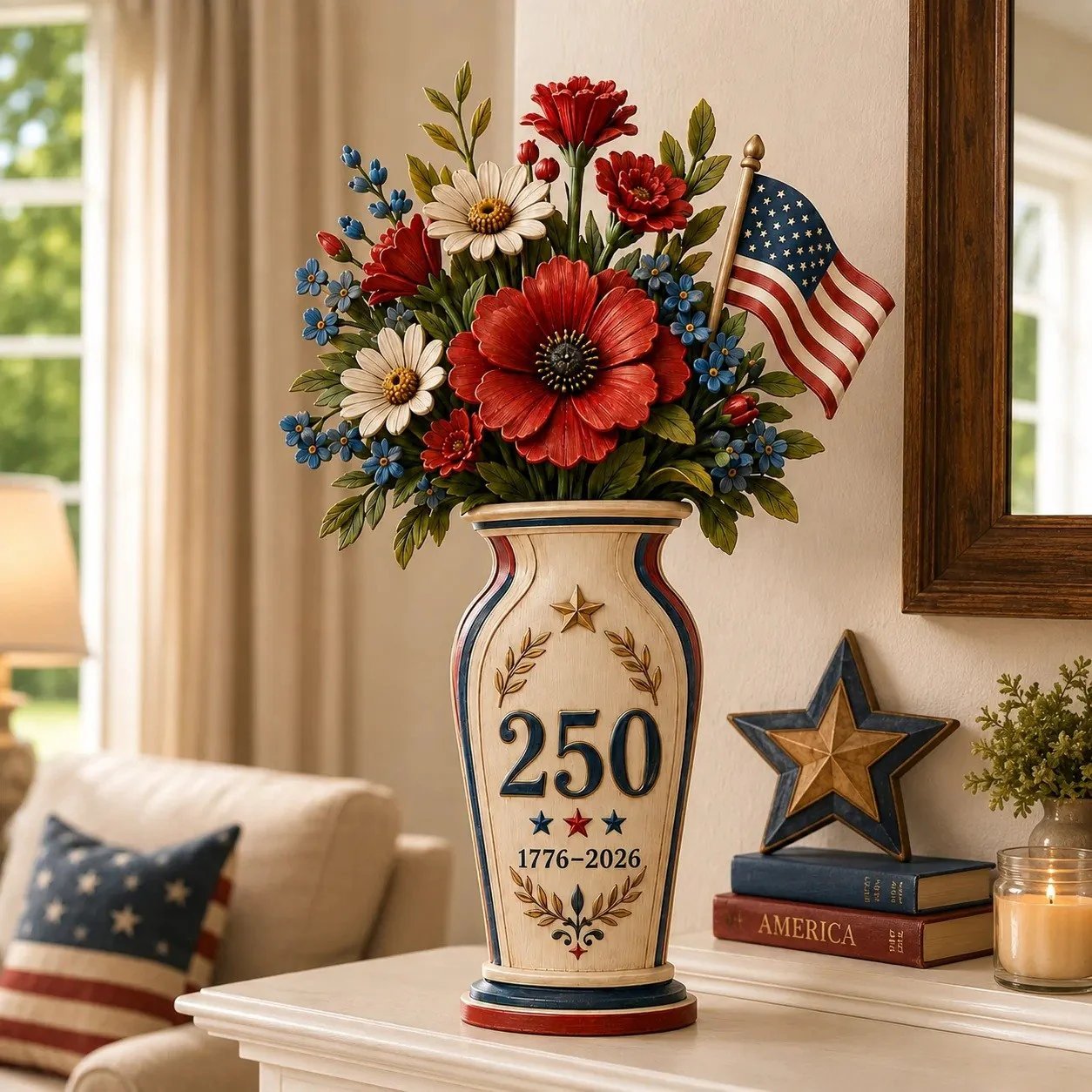 ⏰Last day Promotion 🌹Handmade America’s 250th Anniversary Patriotic Floral Décor