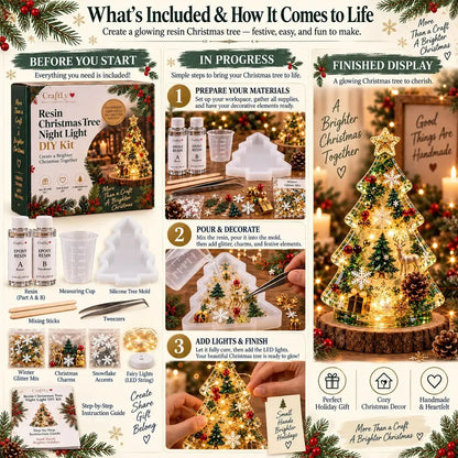 🎄 Resin Christmas Tree Night Light DIY Kit – Beginner-Friendly Craft Set