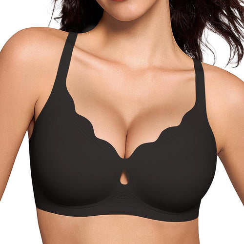 Women Water Drop Hollow Scalloped Flowers V Neck Bras