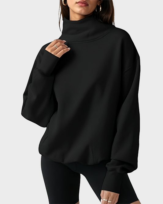 Damen Oversize Rollkragenpullover Lässiges Oberteil