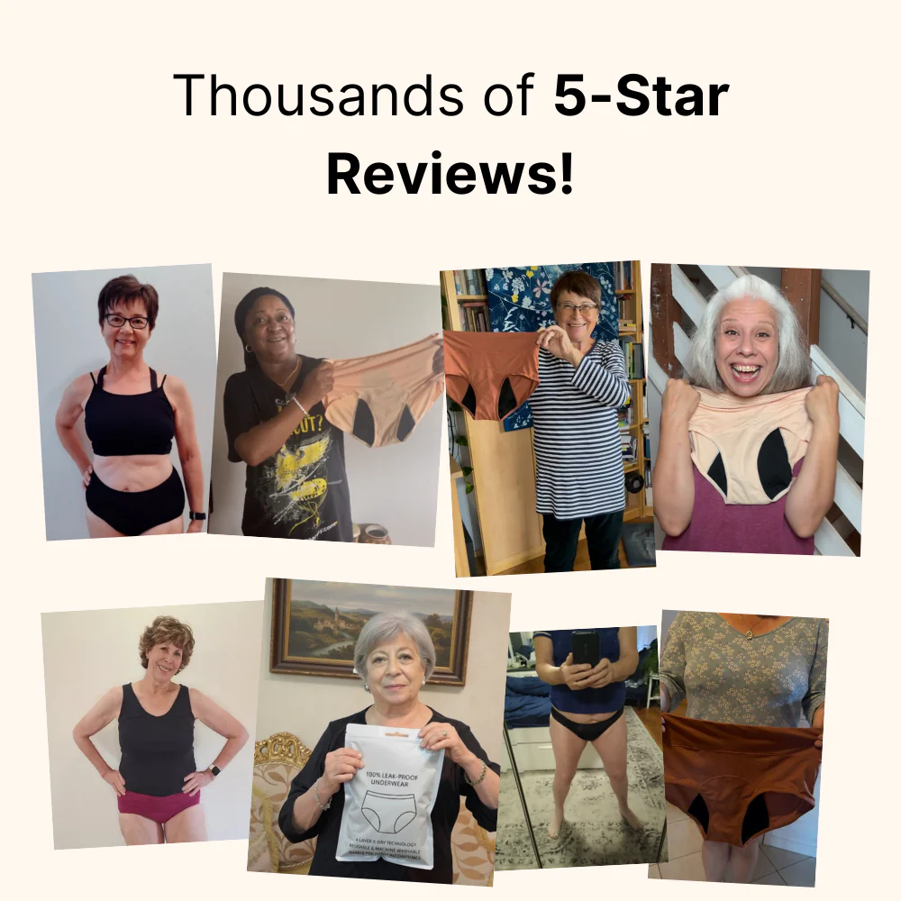 SheBodyFit 100% Leak-Proof Underwear That Won't Let You Down for Women 60+ (4-Pack)