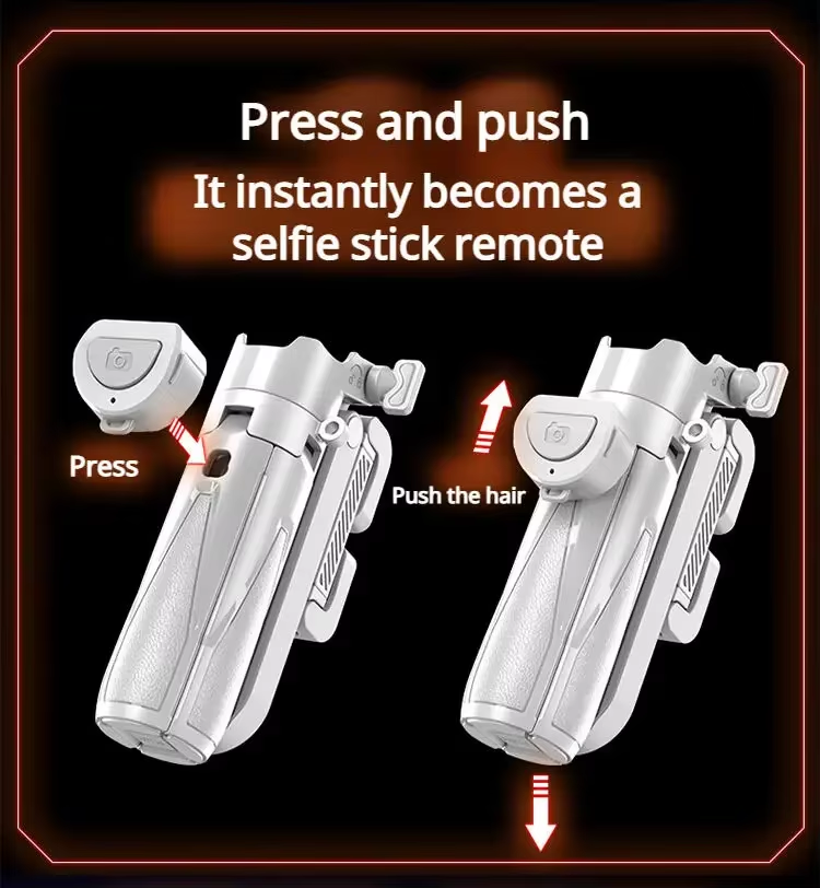 2026NEW🎉Mini Selfie Stick Foldable 3 in 1 Extendable Grip Phone Shooting Tripod Stand with BT Remote Control