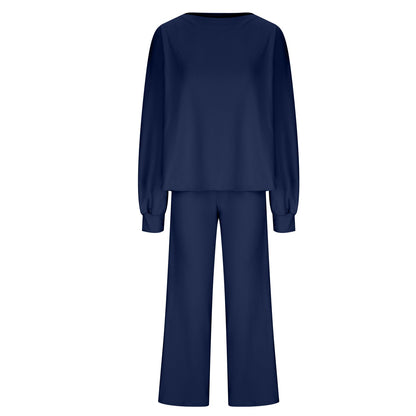 Womens Fall Winter Casual Solid Knitted 2 Piece Sets Long Sleeve Hoodie