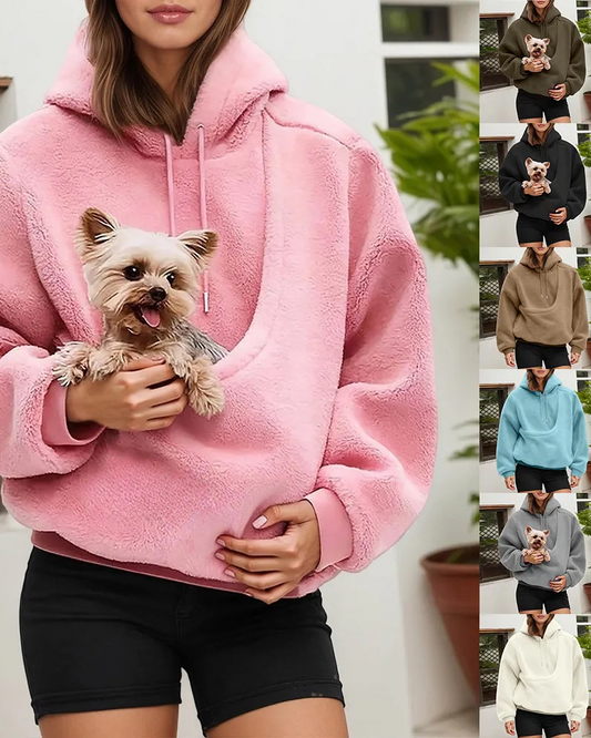 Haustier-Tragepullover für Damen mit Plüschtasche, Oversize