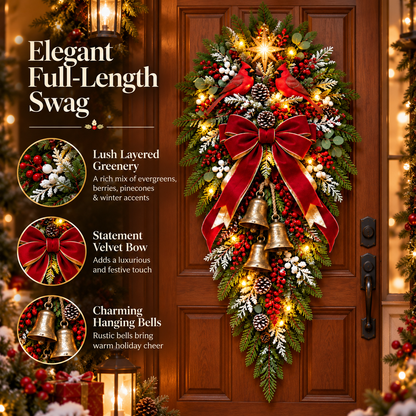 🐦✝️Cardinal Memorial Christmas Door Swag