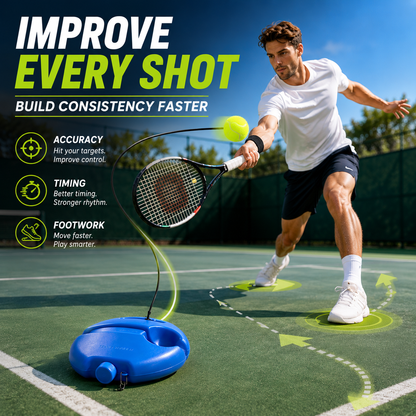 🎾 Solo Tennis Trainer Rebound Set – Practice Anytime, No Partner Needed,3 Balls