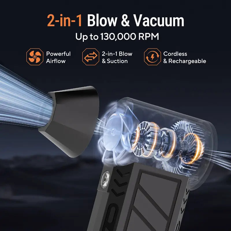 🏅Best Seller 🔥 2-in-1 Cordless Air Duster & Vacuum – 130,000 RPM Rechargeable Turbo Blower