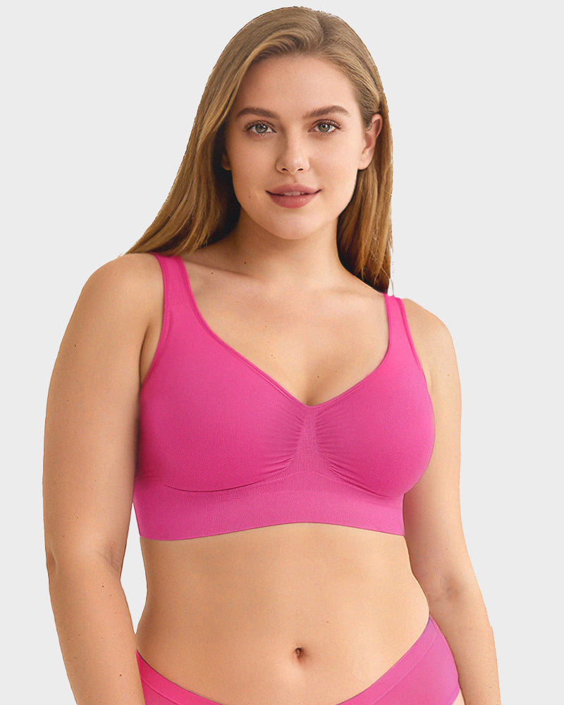 Wide Shoulder Strap Wireless T-Shirt Bra
