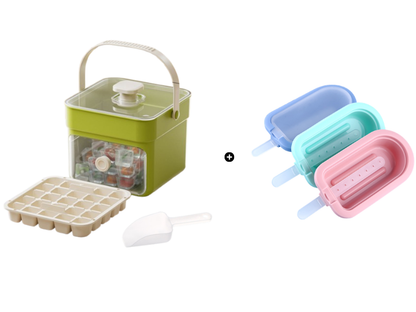 One-Press Ice Cube Tray with Storage Bin