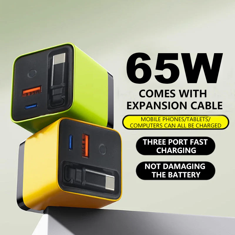 Aurora fast charger with built-in retractable USB-C cable