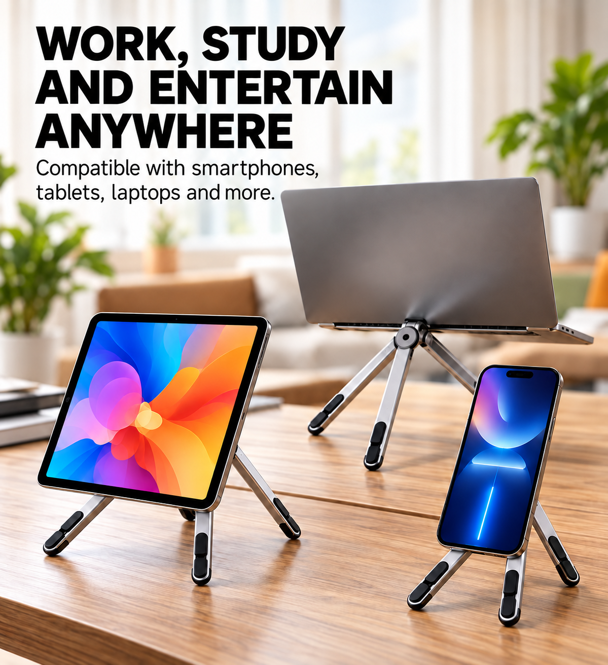 Foldable Magnetic Stand for Phone, Tablet & Laptop – Adjustable Aluminum Design