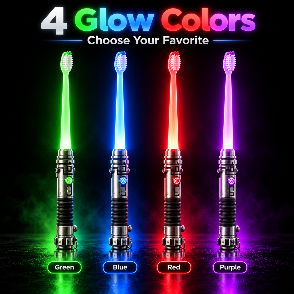 LED Light-Up Manual Toothbrush – 4-Color Glow Design with Soft Bristles