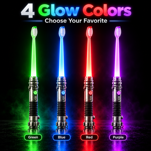 LED Light-Up Manual Toothbrush – 4-Color Glow Design with Soft Bristles