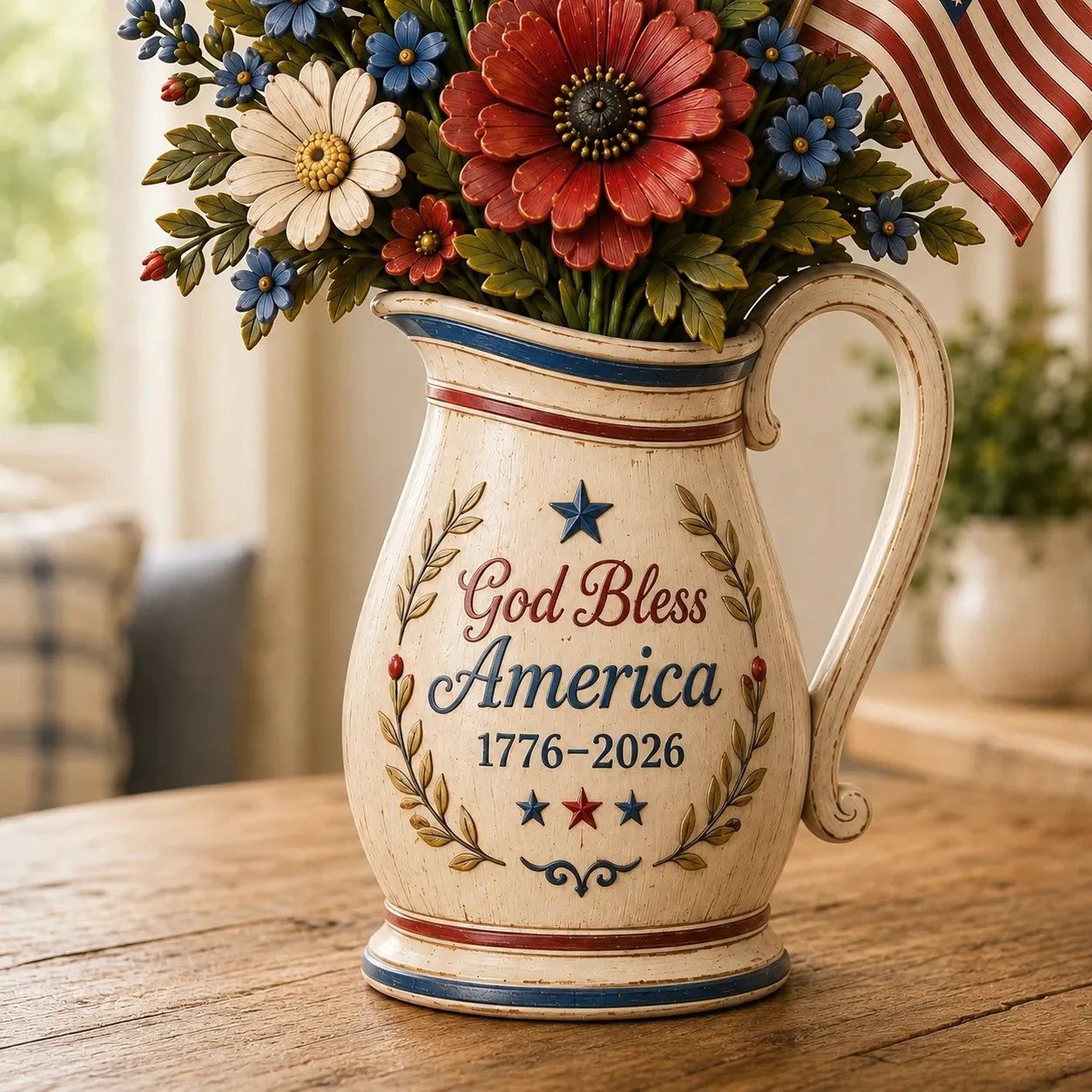 ⏰Last day Promotion 🌹Handmade America’s 250th Anniversary Patriotic Floral Décor
