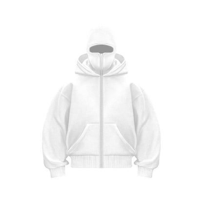 ❄️Men's Balaclava Zip-Up Hoodie – Full-Zip Streetwear Sweatshirt
