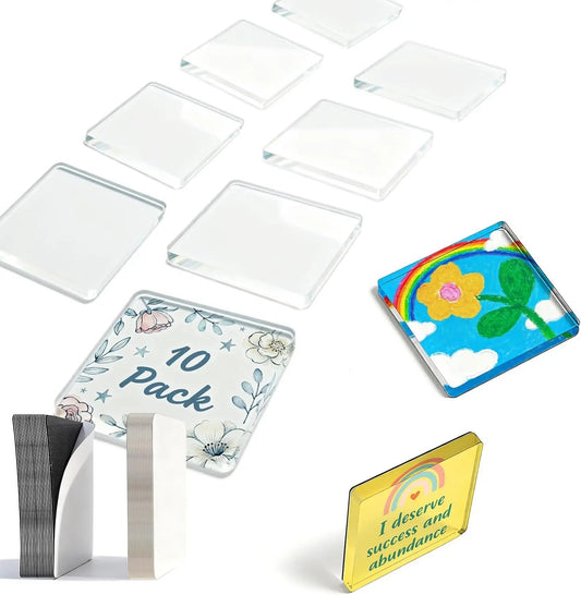 ⏰Last day Promotion 🔥10 Pack  2" x 2" Clear Acrylic DIY Fridge Magnet Set with Adhesive Backing