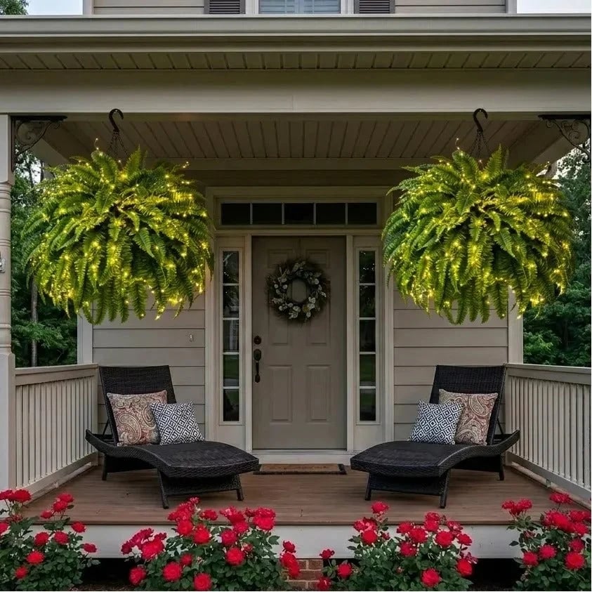 💛Glowing Boston Ferns with Lights -  🍃 Zero Watering, Zero Maintenance