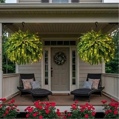 💛Glowing Boston Ferns with Lights -  🍃 Zero Watering, Zero Maintenance