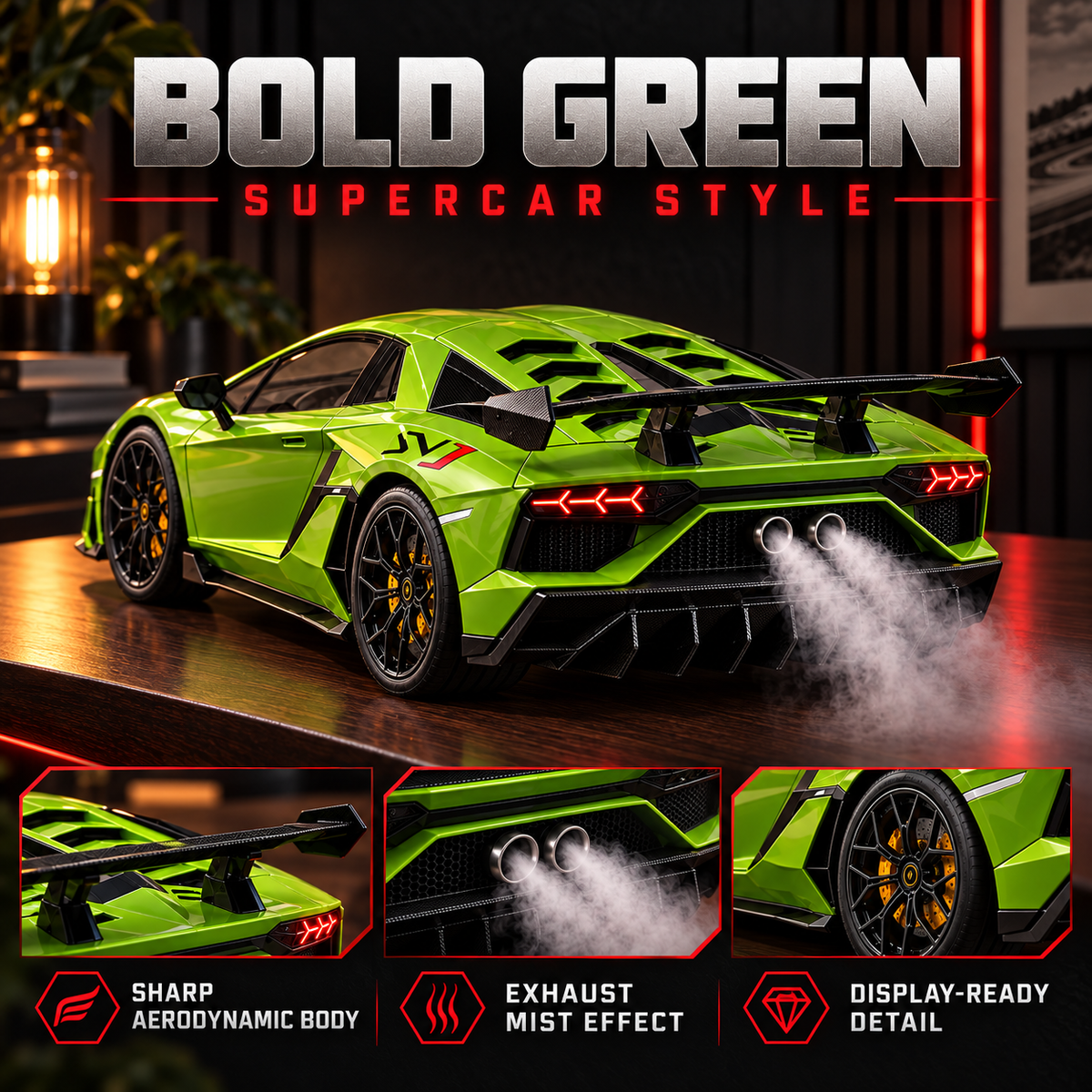 🏎️💨 Sports Car Model with Exhaust Mist Effect – Gift for Car Lovers