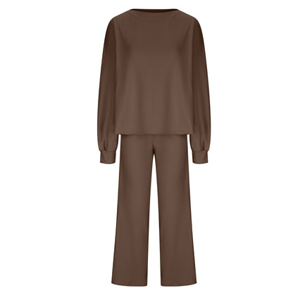 Womens Fall Winter Casual Solid Knitted 2 Piece Sets Long Sleeve Hoodie