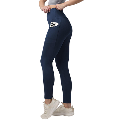 High Waisted Warm Wool Lined Tight Pants With Pockets