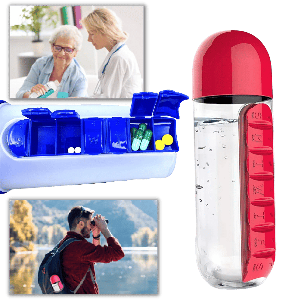 Multi-Use Pill & Water Bottle for Travel (600 Ml, Mix Color)