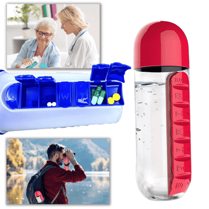 Multi-Use Pill & Water Bottle for Travel (600 Ml, Mix Color)