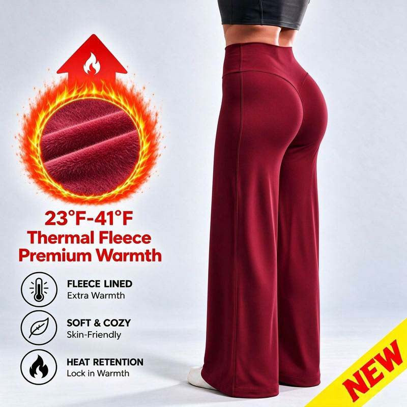 Women's Fleece-Lined Wide-Leg Pants – High-Waisted Fit