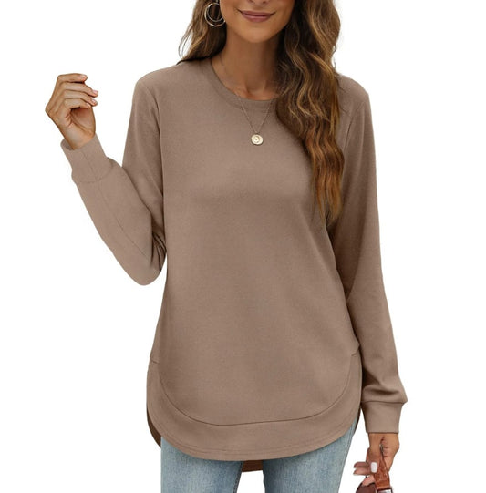 Damen-Sweatshirt mit Rundhalsausschnitt und gebogenem Saum