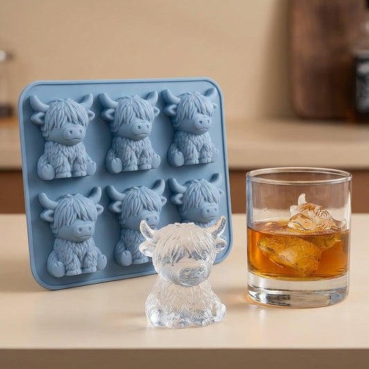 ⏰Last day Promotion🐮 Mini Highland Cow Ice Cube & Dessert Mold 🧊🍪 Cute 3D Ice for Drinks, Parties & Gifts💕