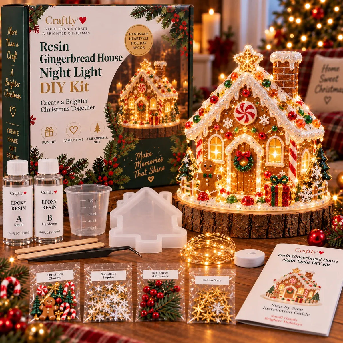 🎄 Resin Christmas Tree Night Light DIY Kit – Beginner-Friendly Craft Set