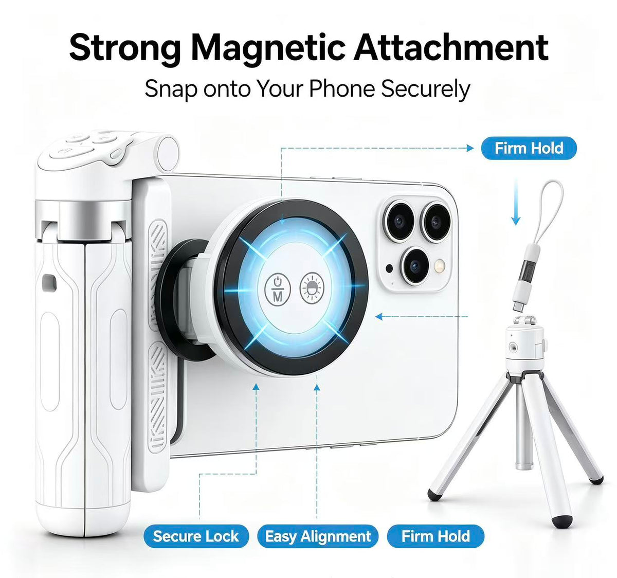 📸4-in-1 Magnetic Phone Grip & Selfie Stick Tripod with Zoom Control