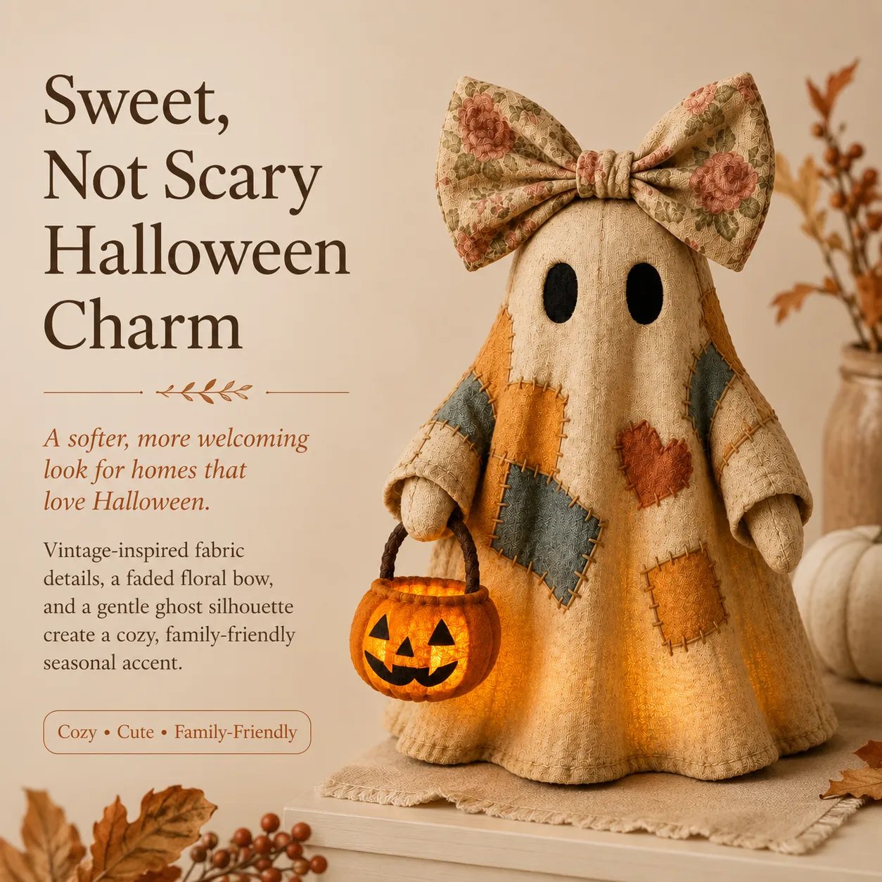 Lighted Vintage Patchwork Ghost 👻