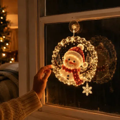 🏅 2026 Best Seller ✨🎄Lighted Christmas Window Decoration with Suction Cup Flat Version | Warm LED Window Light with Double-Layer Design & Multiple Festive Styles ✨