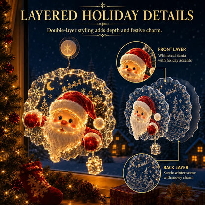🏅 2026 Best Seller ✨🎄Lighted Christmas Window Decoration with Suction Cup Flat Version | Warm LED Window Light with Double-Layer Design & Multiple Festive Styles ✨