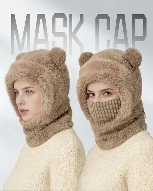 Unisex Windproof Thermal Hat with Cute Bear Ears