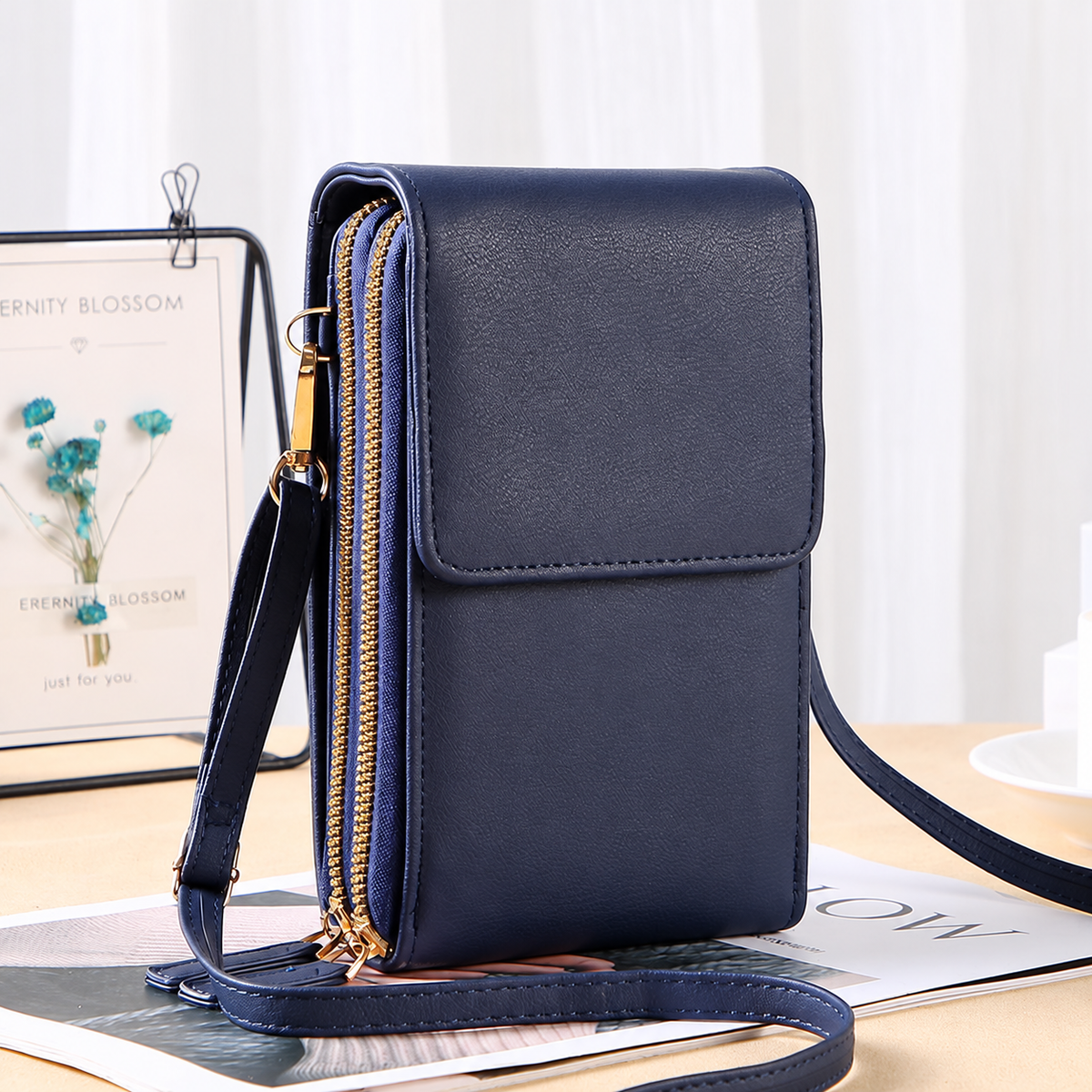 ✨ Compact Crossbody Phone Wallet – Multi-Zip Everyday Bag