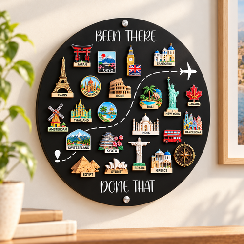 🌍✈️ Been There, Done That Travel Magnet Display Board – Turn Your Adventures Into Lasting Memories! 🧲❤️