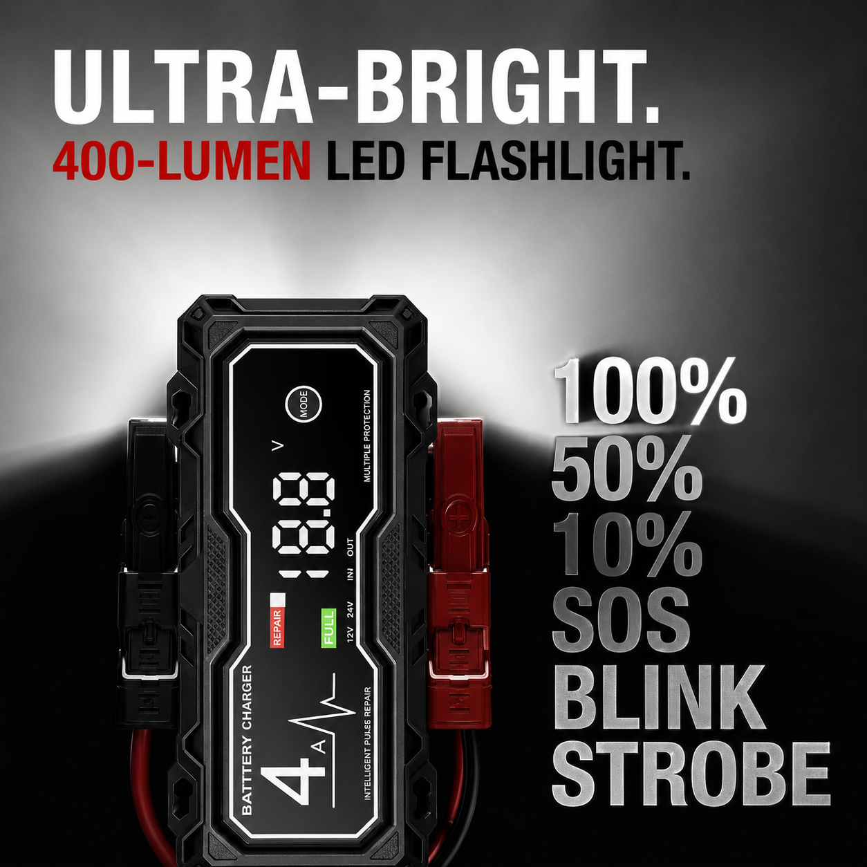 🔥⚡ Portable Car Jump Starter—Starts Up to 10.0L Gas & 8.0L Diesel Engines