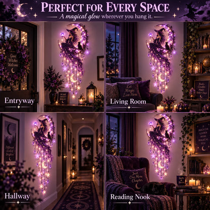 🌙✨ Witch Moon Starfall Wall Light – Magical Purple Celestial Decor