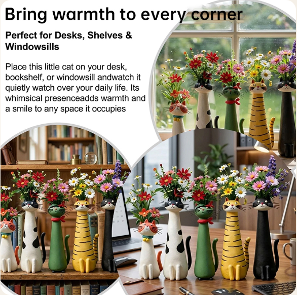 Handmade Creative Cat Vase-desktop Dried Flower Container