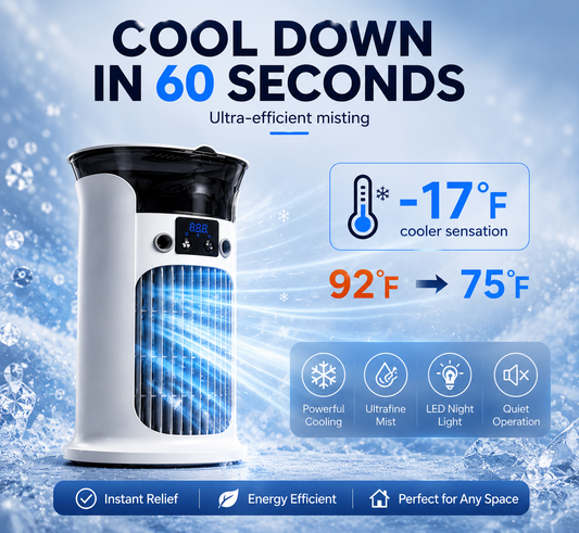 ⚡️Limited Time Summer Flash Sale⏰️Beat Heatwave This Summer✨3-in-1 Portable Air Cooler ❄️ Portable Mist Air Cooler with LED Night Light