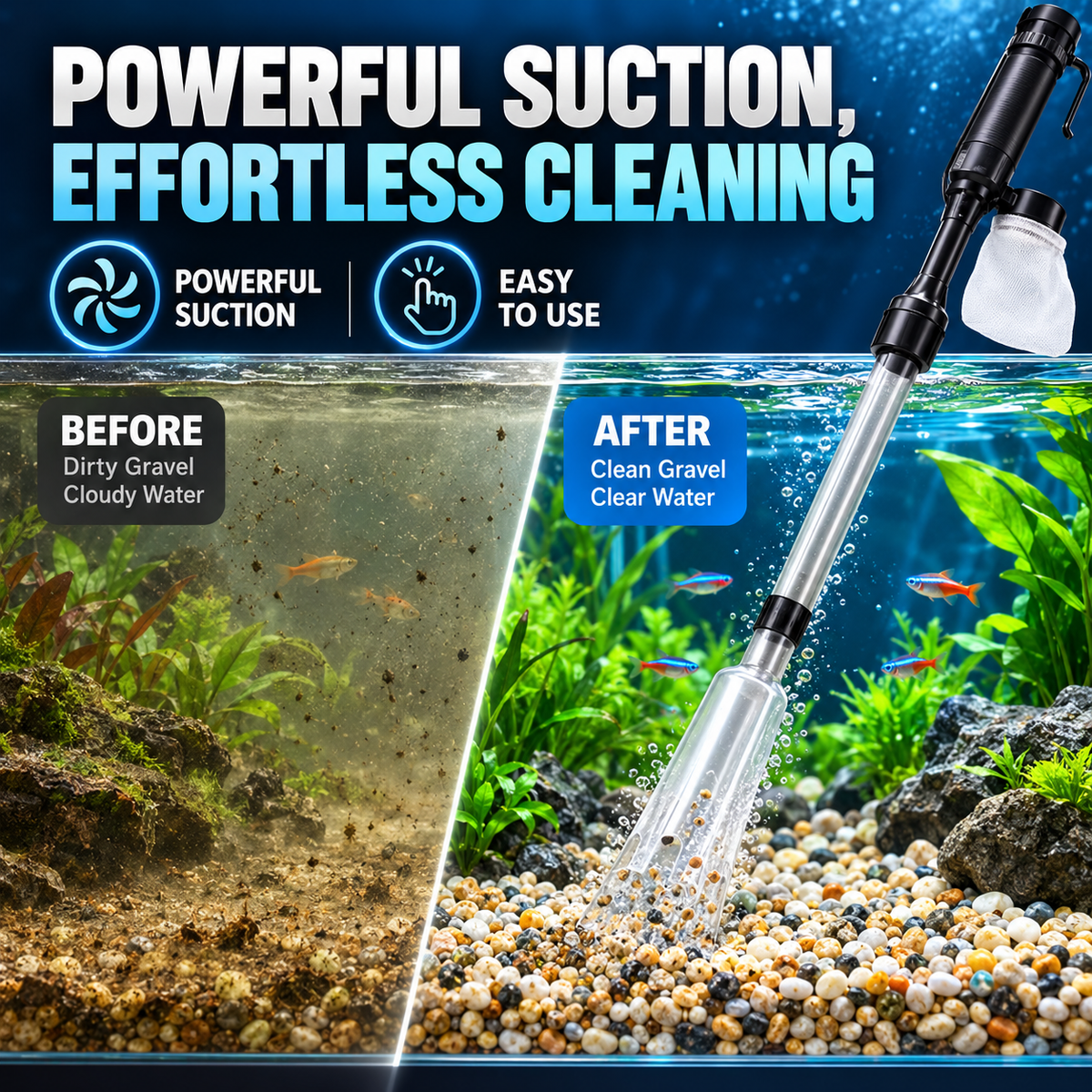 🔥 Electric Aquarium Gravel Cleaner – Powerful Suction for a Cleaner, Healthier-Looking Fish Tank!