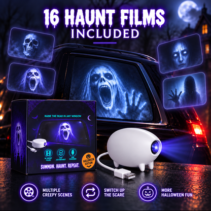 🏅2026 Best Seller🎃 Halloween Window Projector 👻 12 Spooky Films USB Powered Holiday Decor