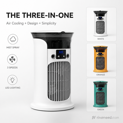 ❄️ 50% OFF | 3-in-1 Desktop Air Cooler Fan 💧 Portable Mist Cooling Fan with LED Night Light