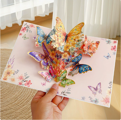 Vibrant 3D Butterfly & Daisy Pop-up Greeting Card