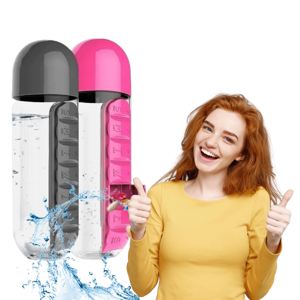 Multi-Use Pill & Water Bottle for Travel (600 Ml, Mix Color)